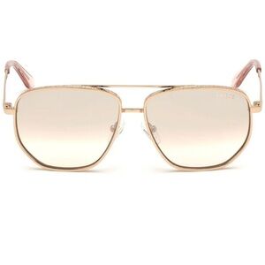 Guess Gold Mirrored Aviator Sunglasses, Metal Frame (GU7635 28U, 57-13-140)